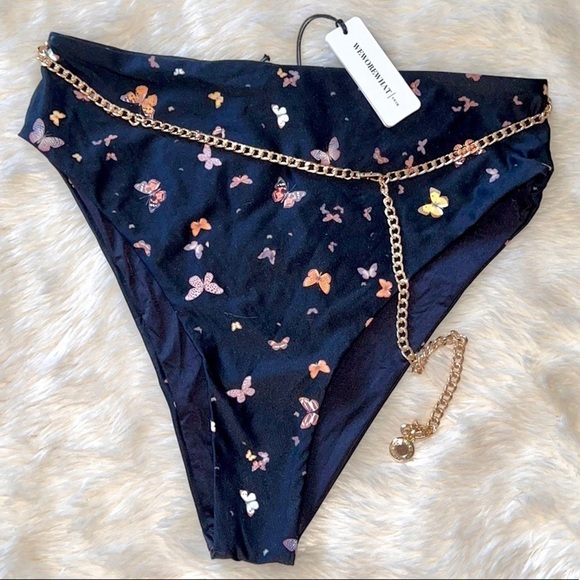 WeWoreWhat Emily Butterfly Belted High Waist Bikini Bottom - Picture 1 of 8